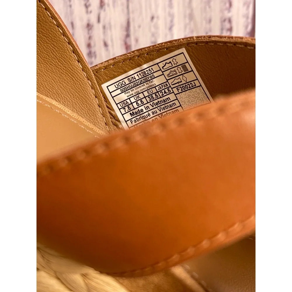 Ugg Brown leather Wedge Platform Sandals Women's Size 7.5 NWOT
